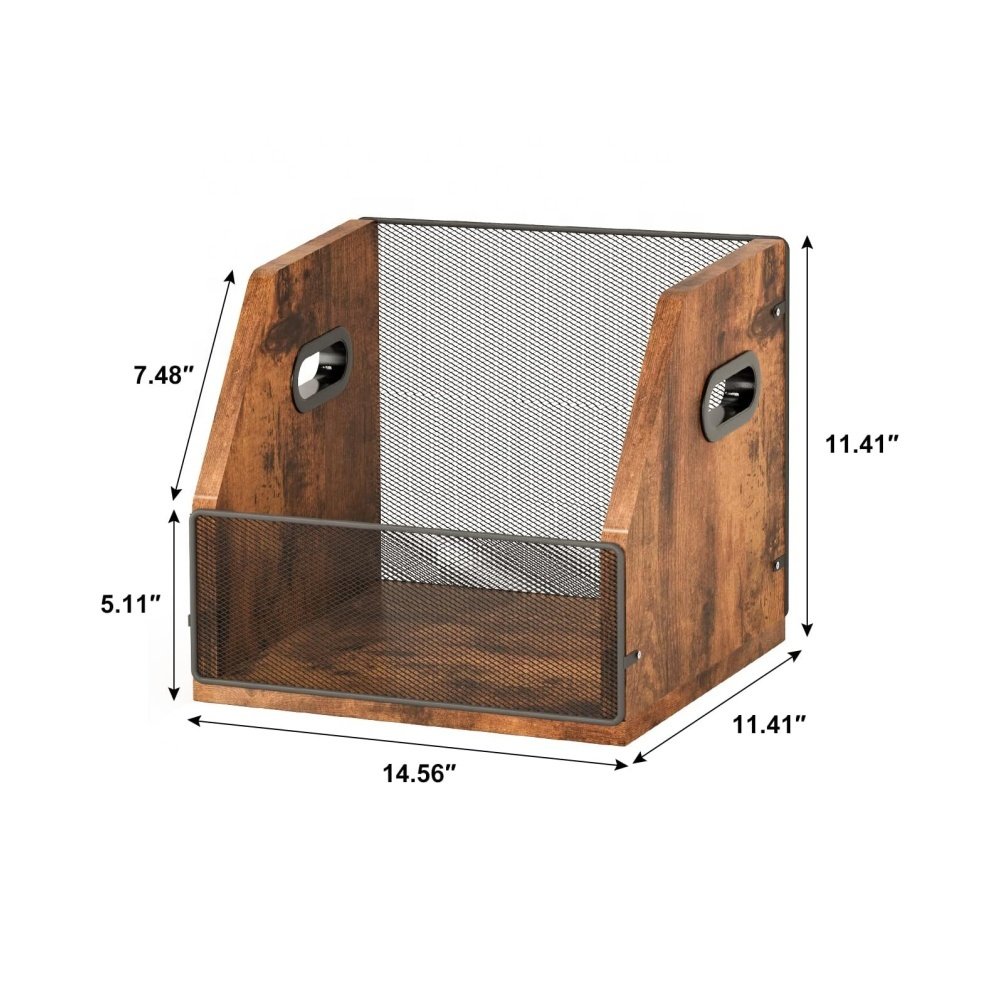 Vinyl Record storage Box Case Crate Album Holder Desktop Metal & Wooden LP Record Crate for office