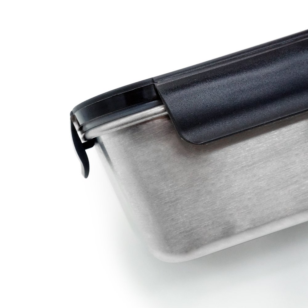 Traveling Camping 800ML Stackable Rectangular Plastic Lids Fresh-keeping Stainless Steel Lunch Box
