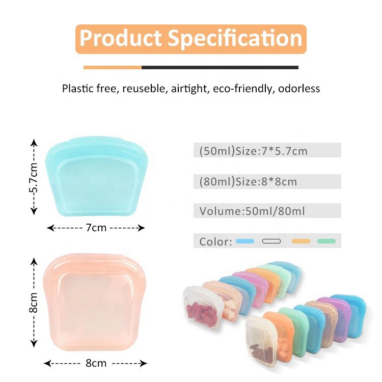 Top Seller Platinum Grade Reusable Reusable Fresh Sealing Vacuum Reusable Food bag Silicone Food Storage Bag