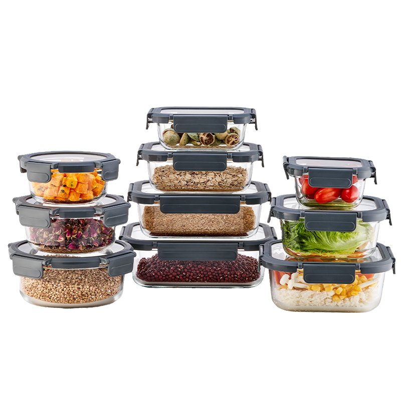 Linuo Eco Friendly Microwaveable Stackable food storage Container Glass Container Set House