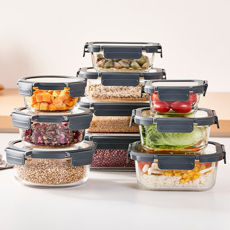 Linuo Eco Friendly Microwaveable Stackable food storage Container Glass Container Set House