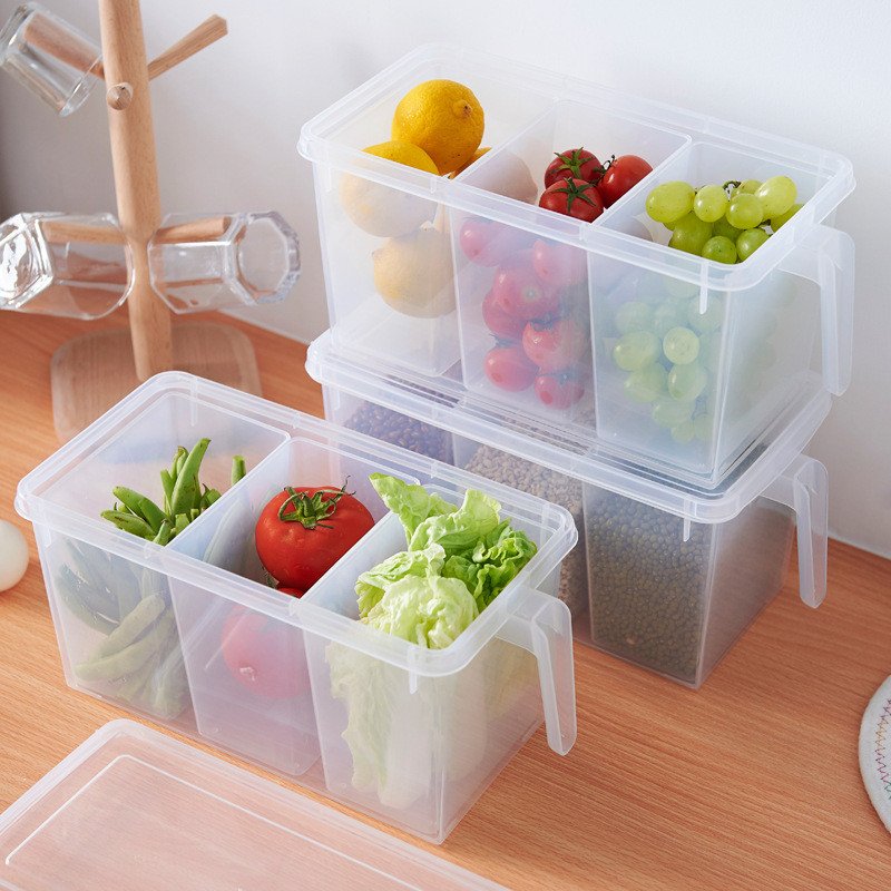 Plastic Storage Containers Square Handle Food Storage Organizer Boxes Food Packaging Storage Boxes & Bins Multifunction Modern