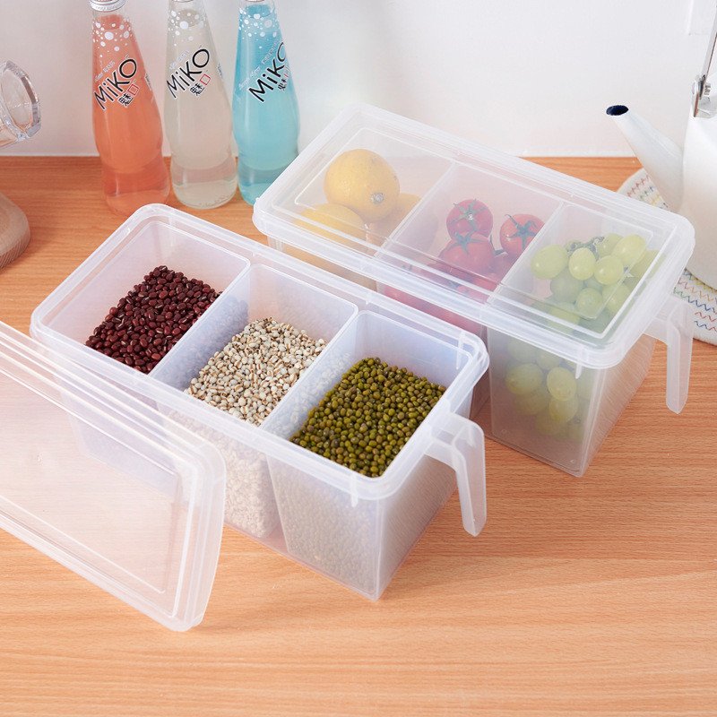 Plastic Storage Containers Square Handle Food Storage Organizer Boxes Food Packaging Storage Boxes & Bins Multifunction Modern