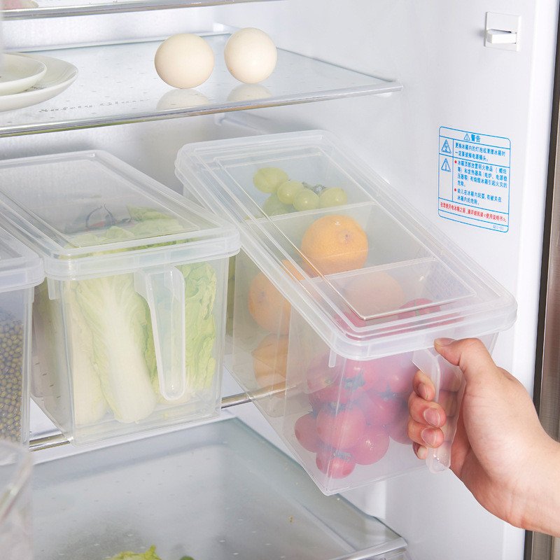Plastic Storage Containers Square Handle Food Storage Organizer Boxes Food Packaging Storage Boxes & Bins Multifunction Modern