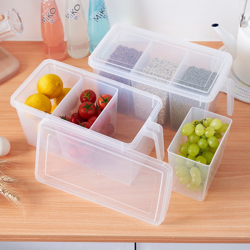 Plastic Storage Containers Square Handle Food Storage Organizer Boxes Food Packaging Storage Boxes & Bins Multifunction Modern