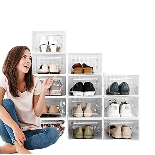 Drop Front Acrylic Drawer Type Magnetic Clear Shoe storage Box Transparent Plastic Acrylic Sneaker Stackable Shoe Storage Boxes