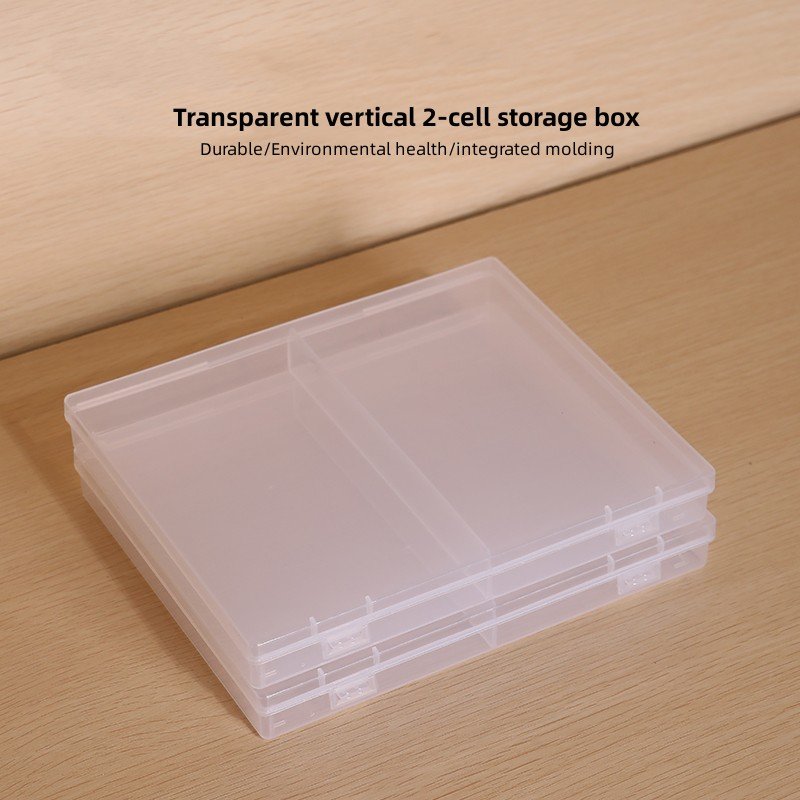 D917 vertical two grid PP transparent storage box fishing gear stationery grid plastic box toy jewelry packaging box