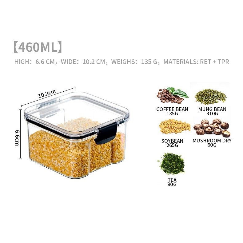 Different Capacity Plastic Food storage Sealed box Kitchen Storage Box Transparent Food Container
