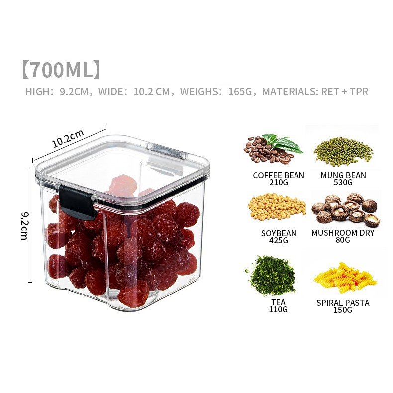 Different Capacity Plastic Food storage Sealed box Kitchen Storage Box Transparent Food Container