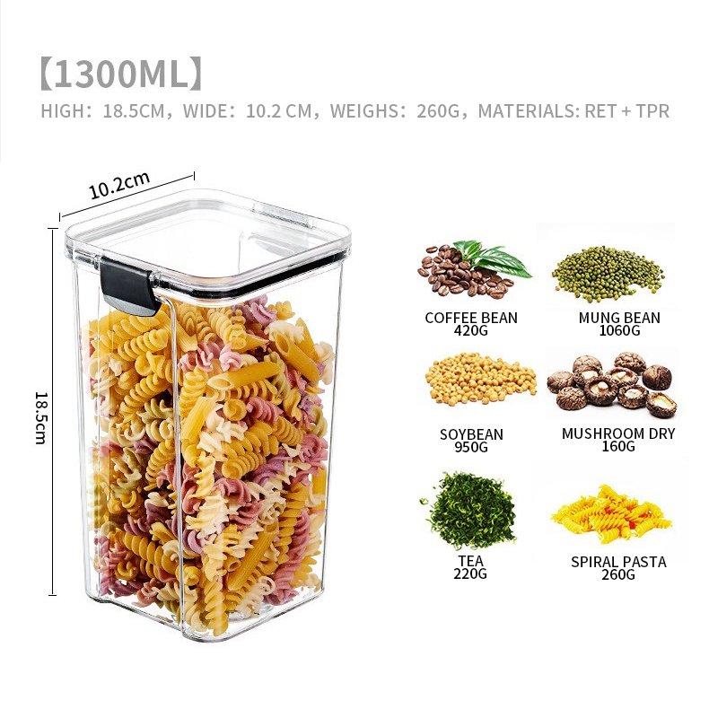 Different Capacity Plastic Food storage Sealed box Kitchen Storage Box Transparent Food Container