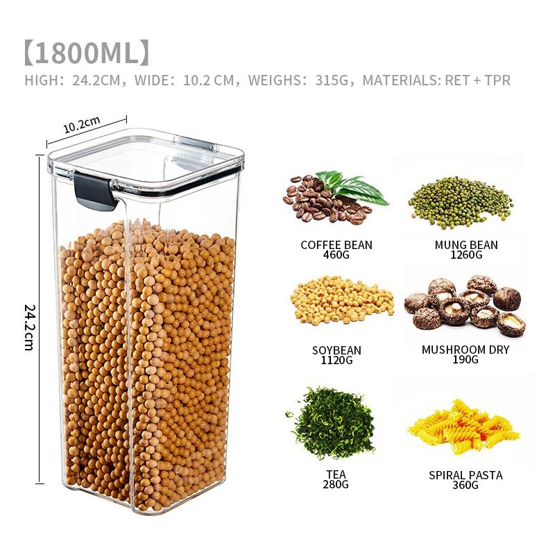 Different Capacity Plastic Food storage Sealed box Kitchen Storage Box Transparent Food Container
