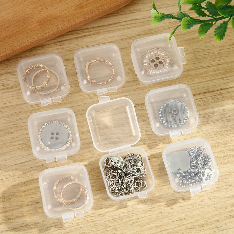 Transparent plastic PP small square box Earplugs ring jewelry storage square box mini-box Fish hook storage box