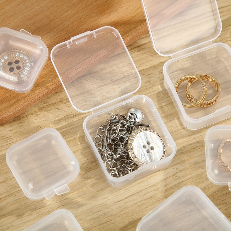 Transparent plastic PP small square box Earplugs ring jewelry storage square box mini-box Fish hook storage box