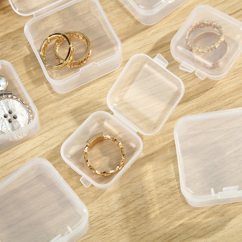 Transparent plastic PP small square box Earplugs ring jewelry storage square box mini-box Fish hook storage box