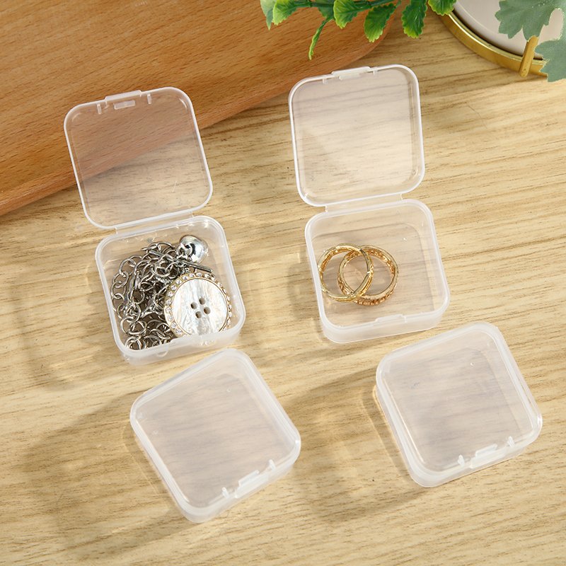 Transparent plastic PP small square box Earplugs ring jewelry storage square box mini-box Fish hook storage box