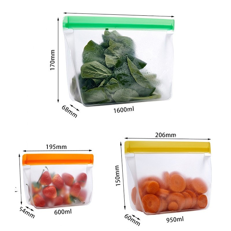 Reusable Storage Bag BPA Free Leak-proof Freezer EVA storage food Bags