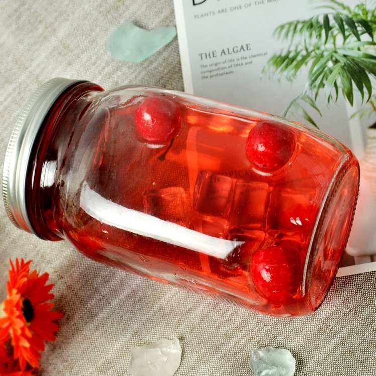 wholesale food honey jar candy coffee tea containers clear custom logo glass spice storage jar glass mason jar with metal lid