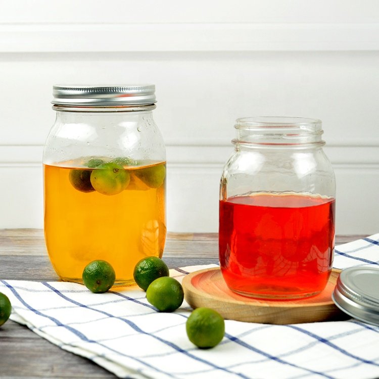 wholesale food honey jar candy coffee tea containers clear custom logo glass spice storage jar glass mason jar with metal lid