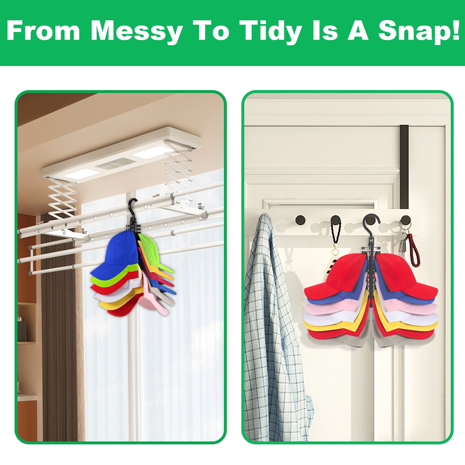 Hat Organizer Baseball Hat Storage Organizer, Hat Racks for Baseball Caps Wall for Hanger Room Closet Displayat Holder with Hook
