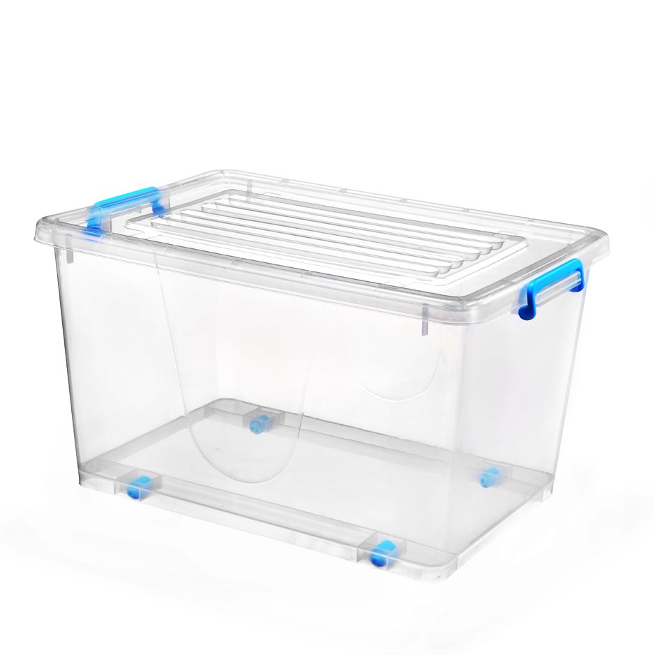 Hot sale stackable 70l stackable large clear plastic storage box with lid