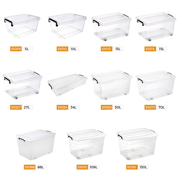 Hot sale stackable 70l stackable large clear plastic storage box with lid