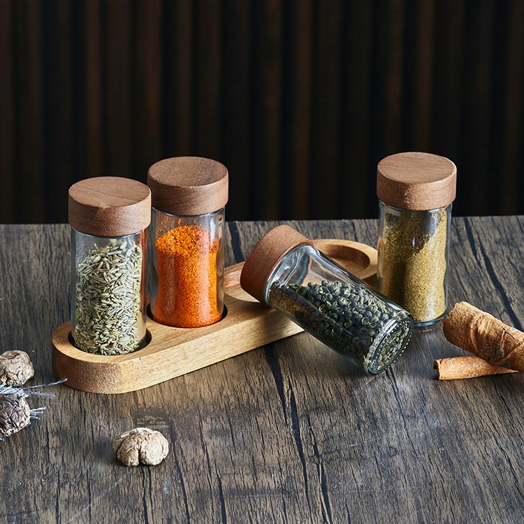 Customized Storage Glass Jar With Bamboo Lid Round Glass Jar Honey Seal Container