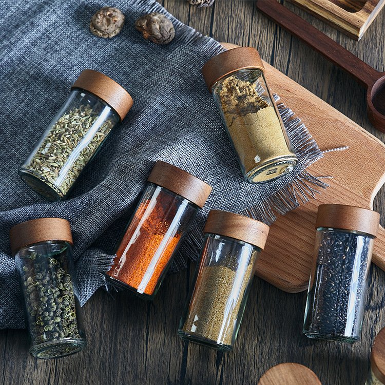 Customized Storage Glass Jar With Bamboo Lid Round Glass Jar Honey Seal Container