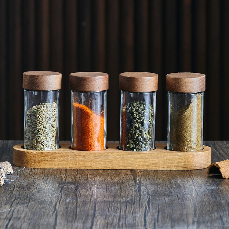 Customized Storage Glass Jar With Bamboo Lid Round Glass Jar Honey Seal Container