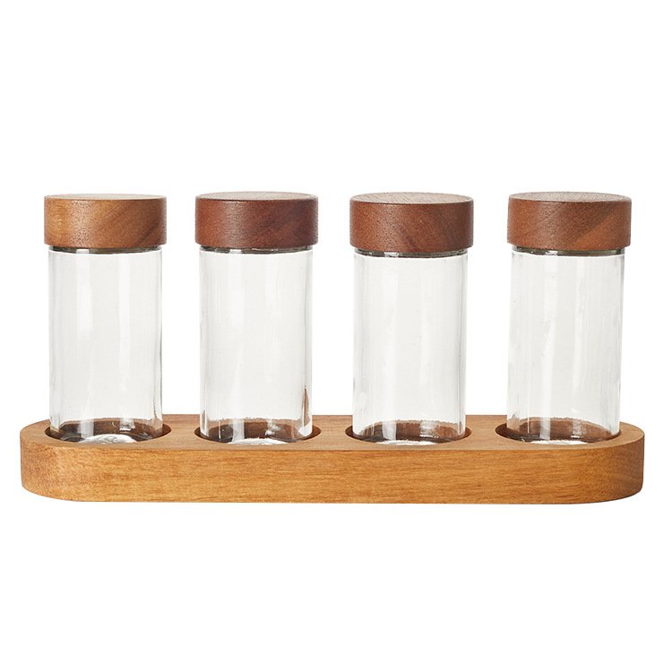 Customized Storage Glass Jar With Bamboo Lid Round Glass Jar Honey Seal Container