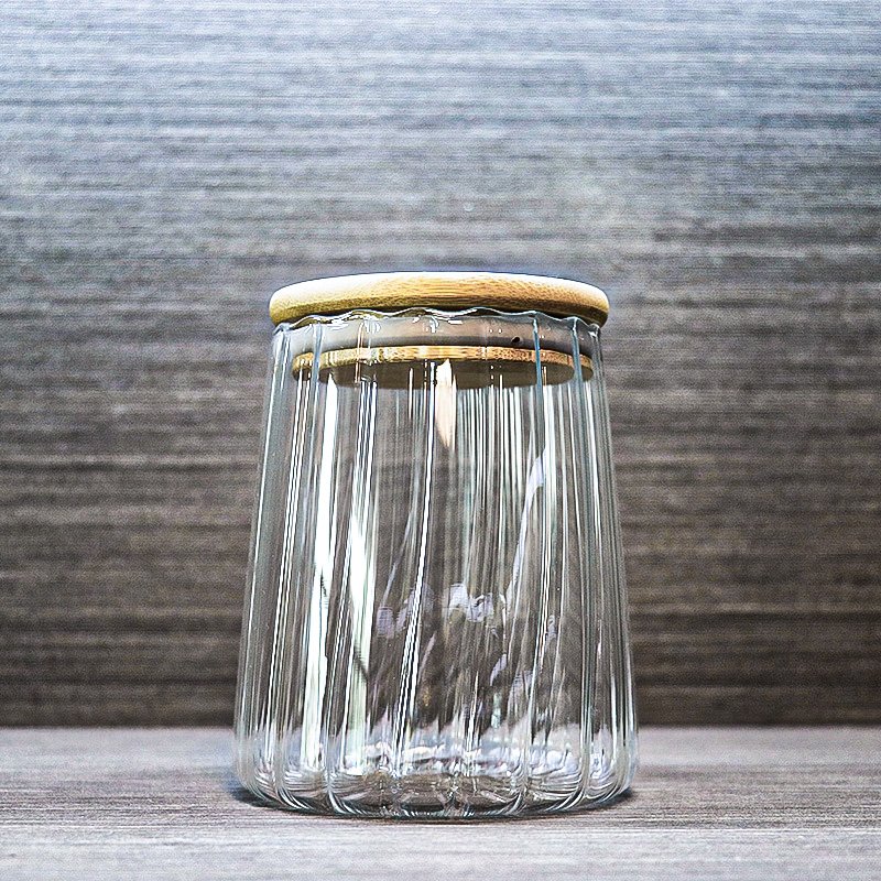 Customized shape Borosilicate Glass Spice tea With Flip Lid Food Storage Container jar
