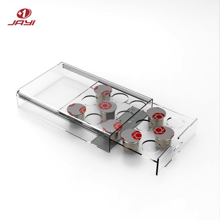 JAYI Table Top Clear Pull-out Acrylic Nespresso Coffee Capsule Pod Storage Box