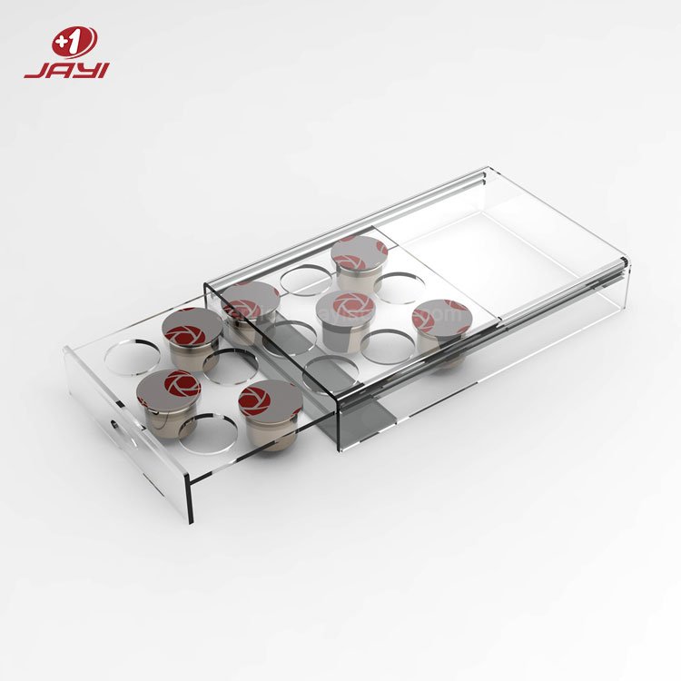 JAYI Table Top Clear Pull-out Acrylic Nespresso Coffee Capsule Pod Storage Box