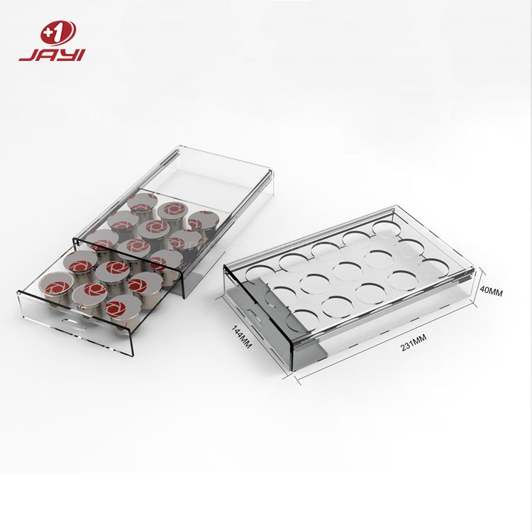 JAYI Table Top Clear Pull-out Acrylic Nespresso Coffee Capsule Pod Storage Box