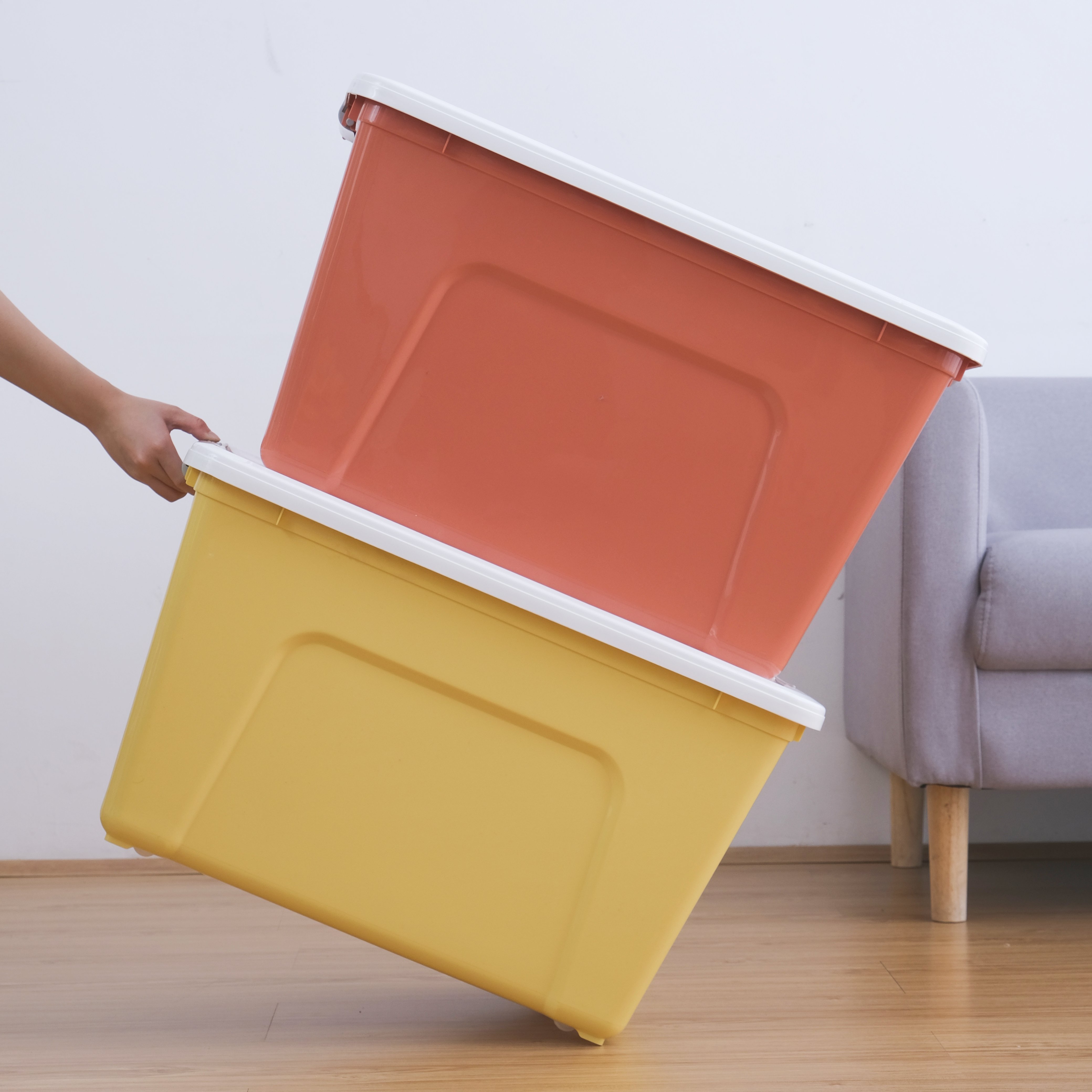 Solid color storage boxes plastic storage containers plastic bin toy organizer plastic storage box with 25L/45L/65L/85L