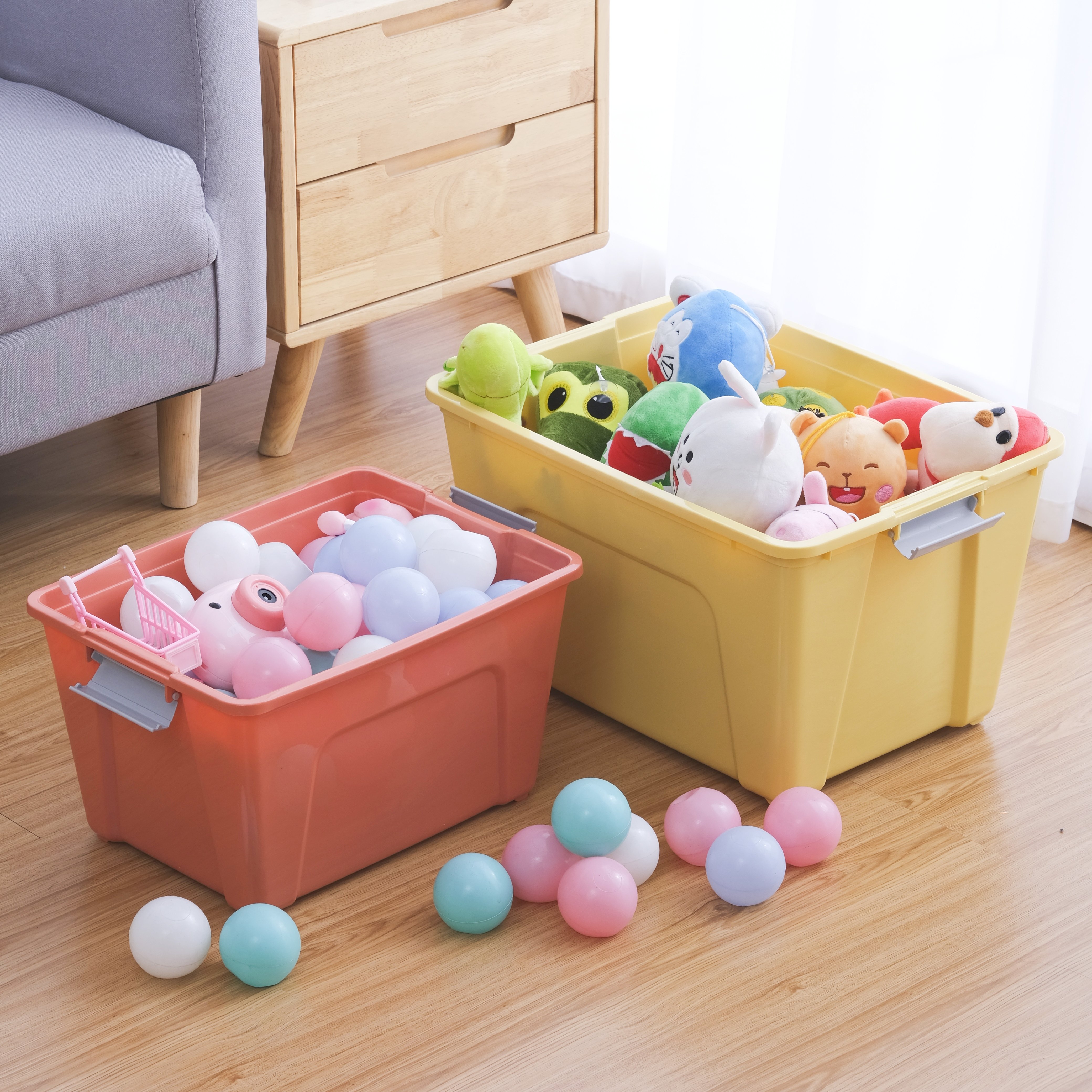 Solid color storage boxes plastic storage containers plastic bin toy organizer plastic storage box with 25L/45L/65L/85L