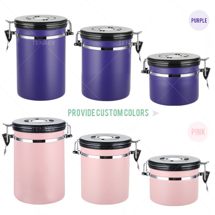 Household Food Storage Container Coffee Container Airtight Stainless Steel Coffee Canister