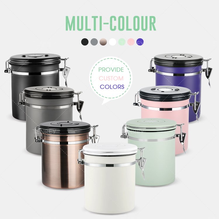 Household Food Storage Container Coffee Container Airtight Stainless Steel Coffee Canister