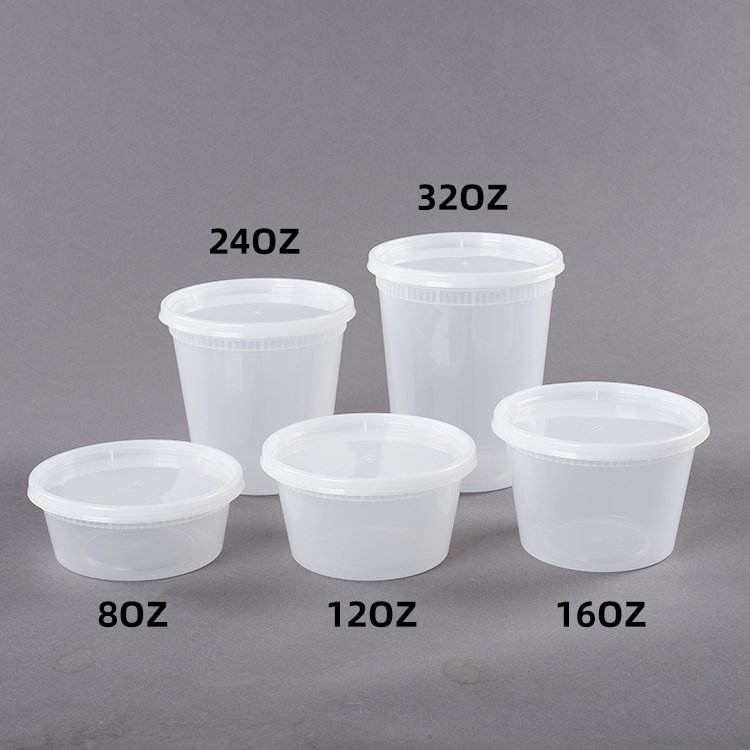 Freezer Safe Meal Prep Stackable Soup Containers 16oz plastic reusable round deli food storage containers With Airtight Lids
