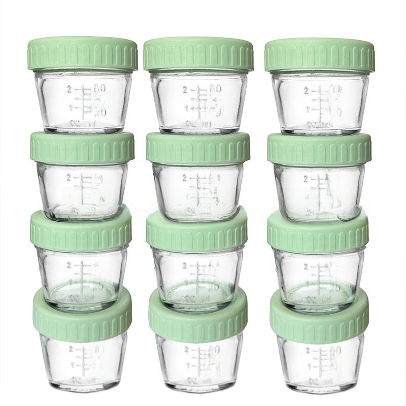 4Oz 120ML Jars Maker Microwave Dishwasher Glass Baby Food Storage Containers Freezer Safe Leak Proof BPA Free Reusable with Lids