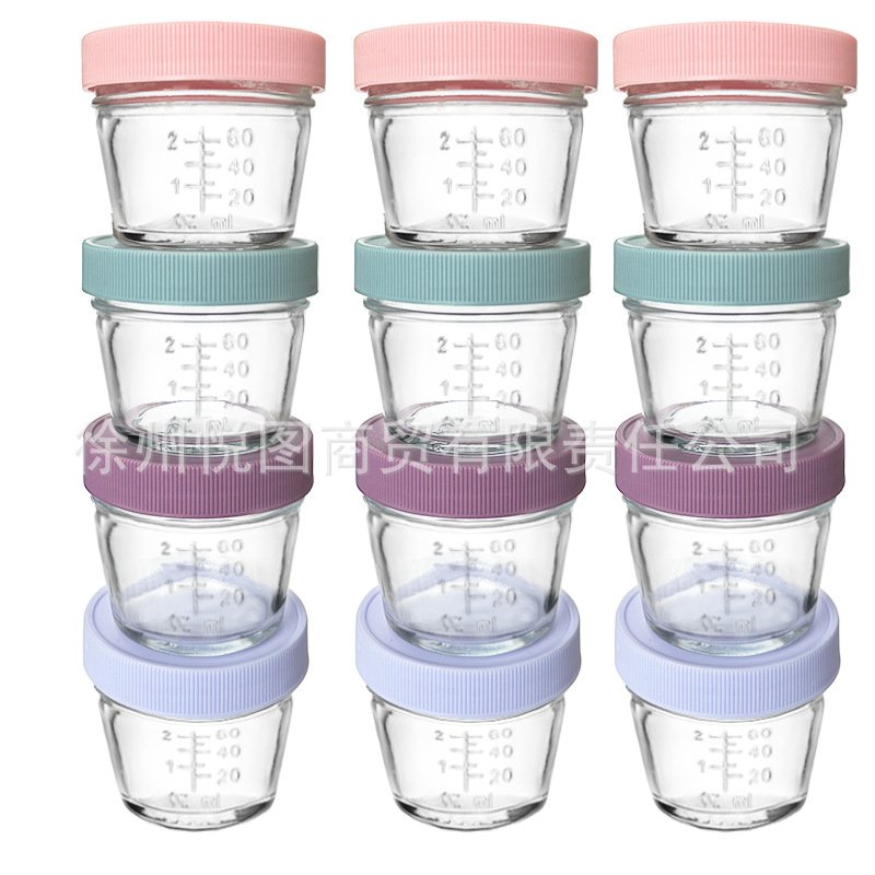4Oz 120ML Jars Maker Microwave Dishwasher Glass Baby Food Storage Containers Freezer Safe Leak Proof BPA Free Reusable with Lids