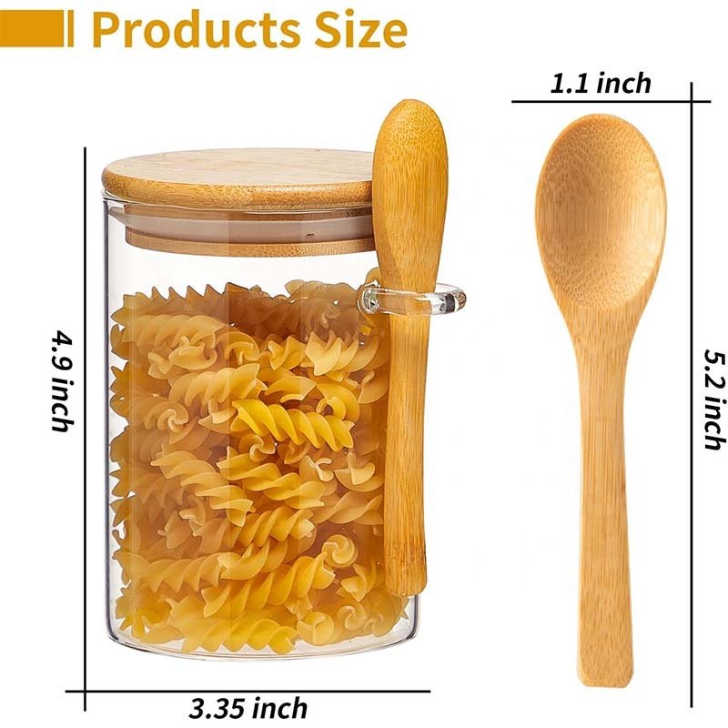 Hot Sale High Borosilicate Glass Jar Sealed Food Storage Canister Kitchen Seasoning Glass Jar Condiment Bottles with Bamboo Lid