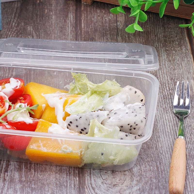 Microwavable Plastic Food Box Disposable Takeaway Boxes Clear Black Rectangular Food Storage Container