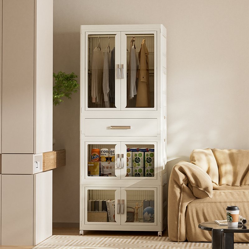 Household Simple Assembly Foldable Wardrobe Storage Cabinet Combination Diy Plastic Portable Wardrobe Door