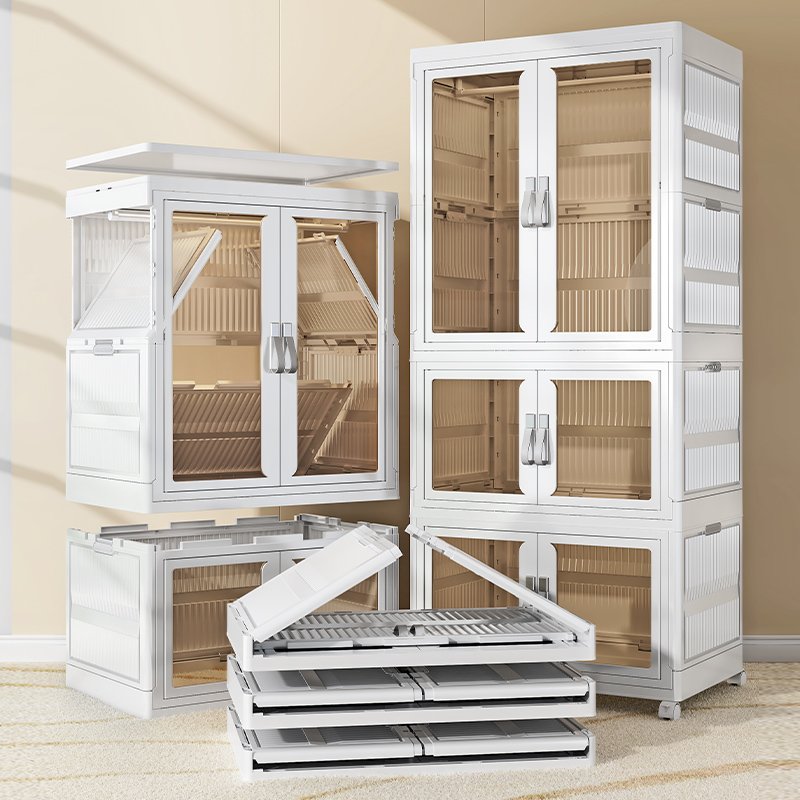 Household Simple Assembly Foldable Wardrobe Storage Cabinet Combination Diy Plastic Portable Wardrobe Door