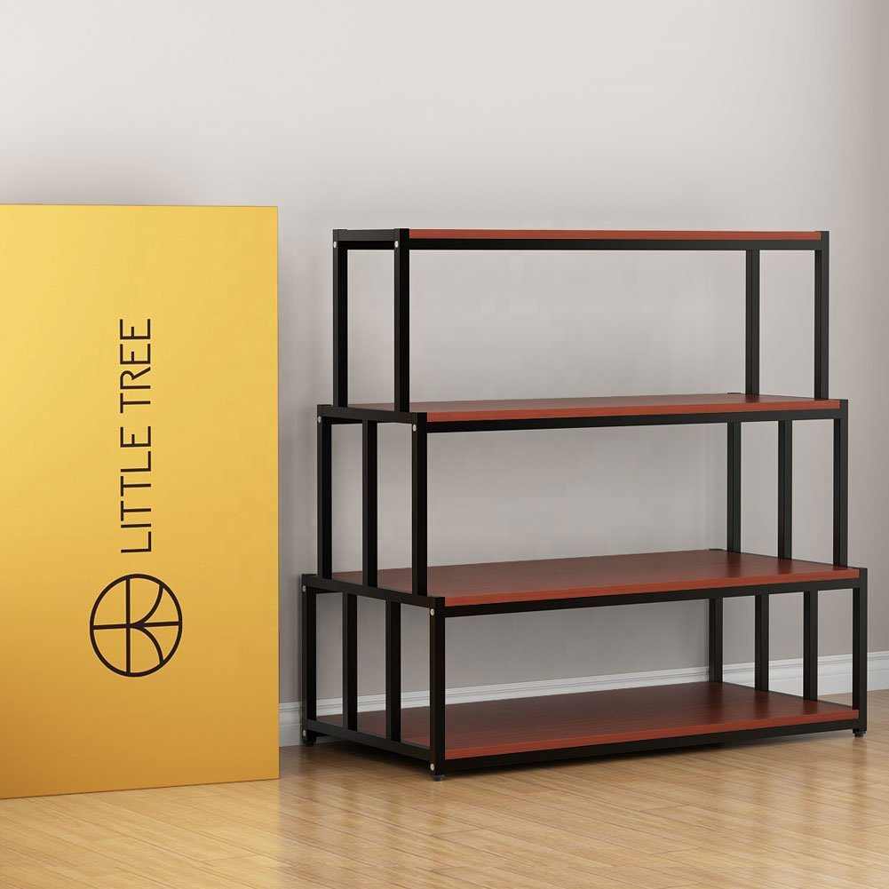 Custom Home Decoration Bookshelf Book Magazine Album Flower Green Plant Pot Ladder Metal Wood Storage Display Rack Stand Holder