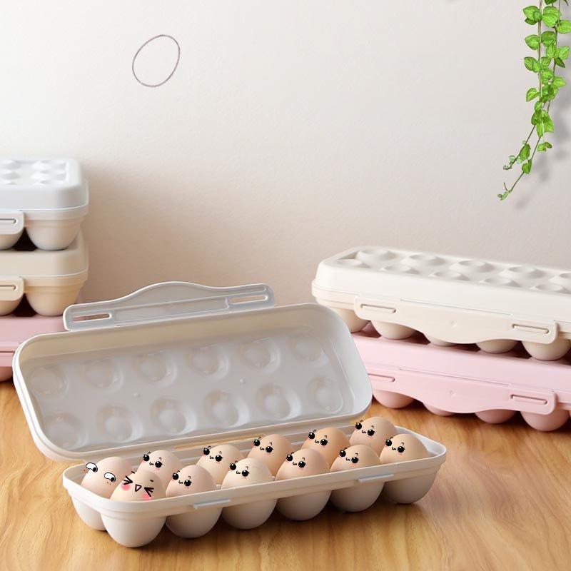 DS3554 12 Grid Egg Container Leakproof Egg Holder for Refrigerator Camping Picnic Hiking Travel Outdoor Plastic Egg Storage Box