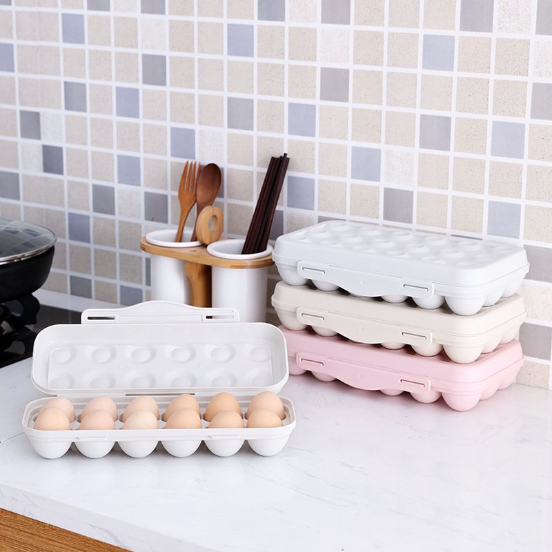 DS3554 12 Grid Egg Container Leakproof Egg Holder for Refrigerator Camping Picnic Hiking Travel Outdoor Plastic Egg Storage Box