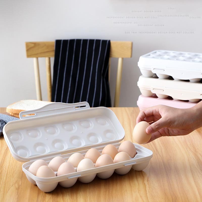 DS3554 12 Grid Egg Container Leakproof Egg Holder for Refrigerator Camping Picnic Hiking Travel Outdoor Plastic Egg Storage Box