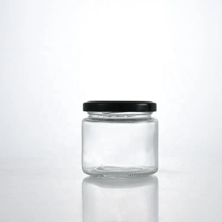 hot sell 1oz 30ml 45ml 60ml 80ml 120ml 150ml mini round honey glass jars for food storage jam with airtight metal lid