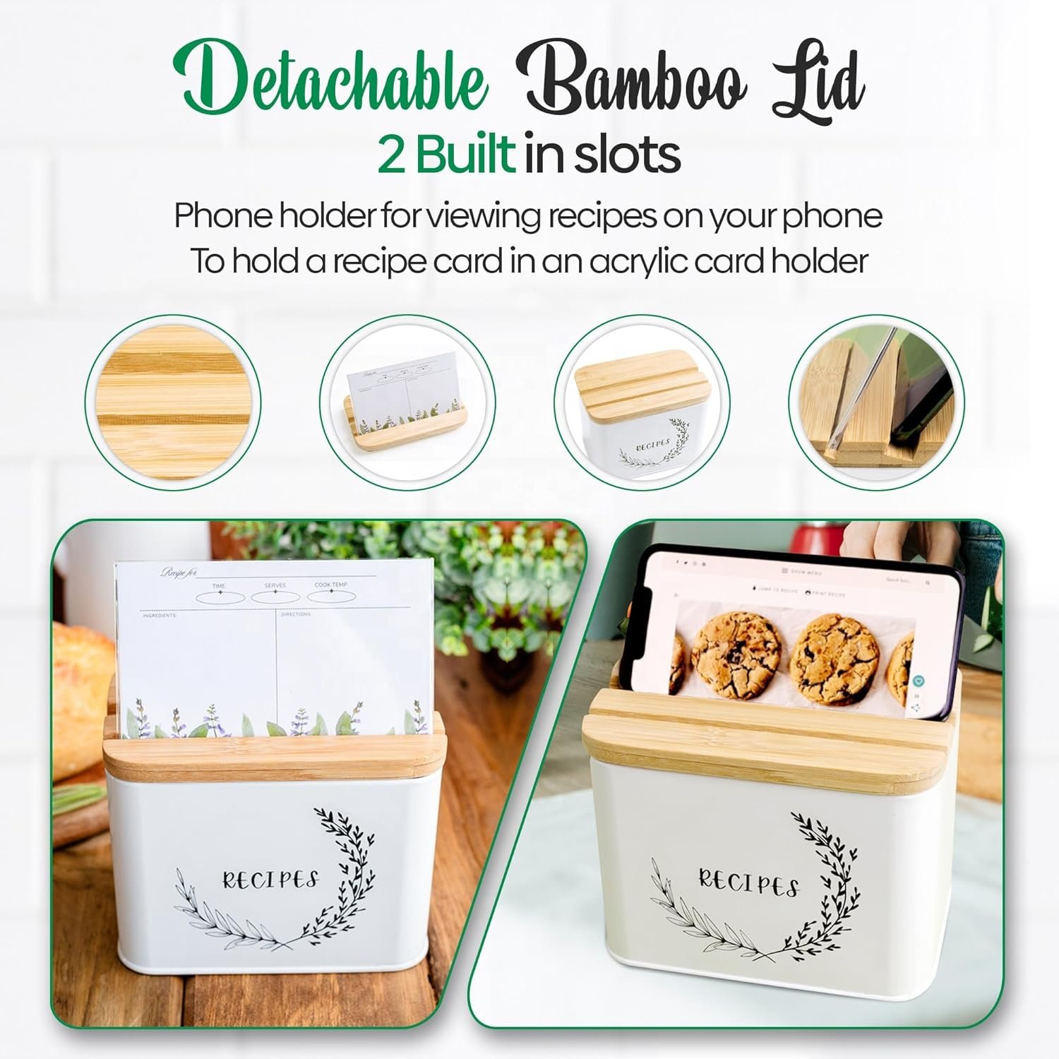Home Kitchen Metal Storage Box Recipe Card Storage Box Dryer Sheet Holder Washing Tablets Capsules Container Bin